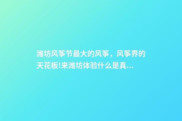 潍坊风筝节最大的风筝，风筝界的天花板!来潍坊体验什么是真正的放风筝-第1张-观点-玄机派