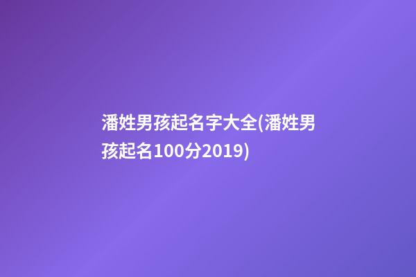 潘姓男孩起名字大全(潘姓男孩起名100分2019)