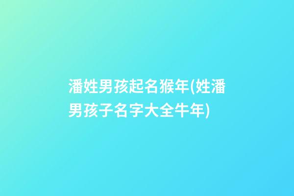 潘姓男孩起名猴年(姓潘男孩子名字大全牛年)