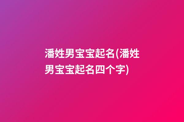 潘姓男宝宝起名(潘姓男宝宝起名四个字)