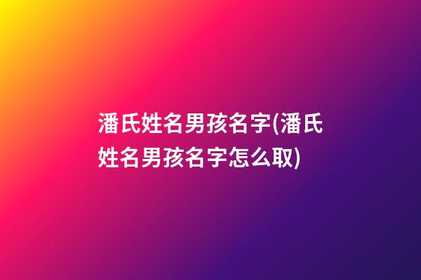 潘氏姓名男孩名字(潘氏姓名男孩名字怎么取)