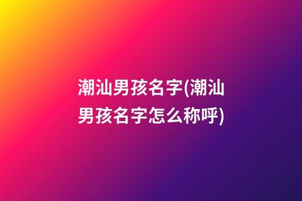 潮汕男孩名字(潮汕男孩名字怎么称呼)
