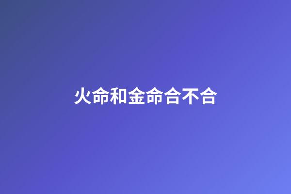 火命和金命合不合
