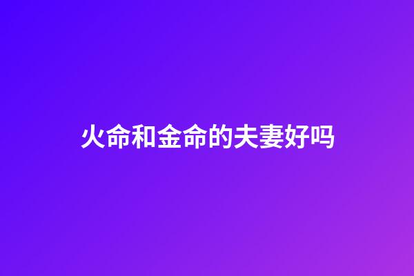 火命和金命的夫妻好吗