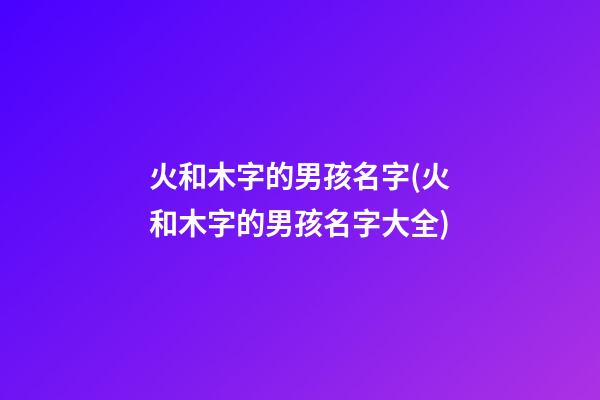 火和木字的男孩名字(火和木字的男孩名字大全)
