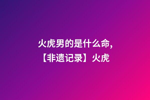 火虎男的是什么命,【非遗记录】火虎-第1张-观点-玄机派