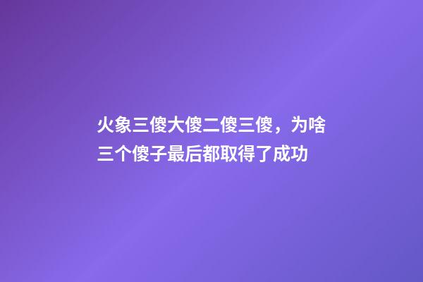 火象三傻大傻二傻三傻，为啥三个傻子最后都取得了成功-第1张-观点-玄机派