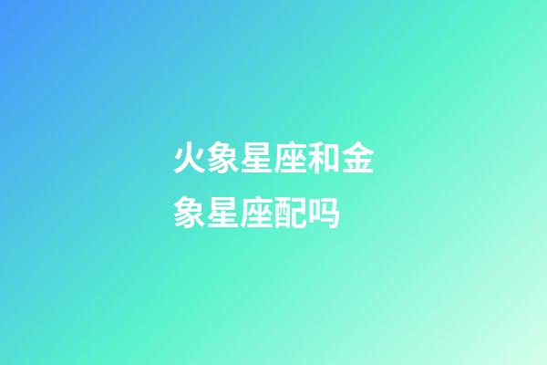 火象星座和金象星座配吗