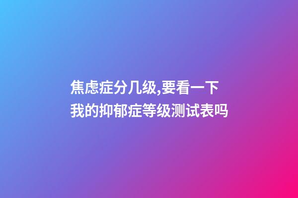 焦虑症分几级,要看一下我的抑郁症等级测试表吗-第1张-观点-玄机派