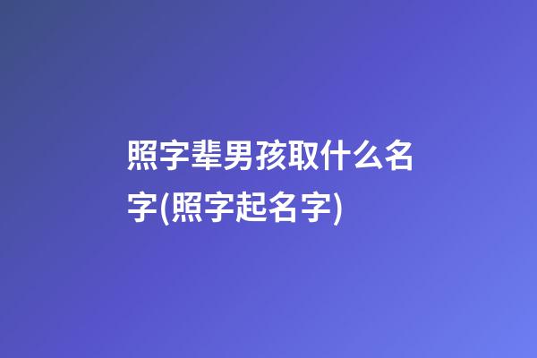 照字辈男孩取什么名字(照字起名字)