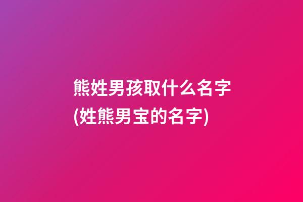 熊姓男孩取什么名字(姓熊男宝的名字)