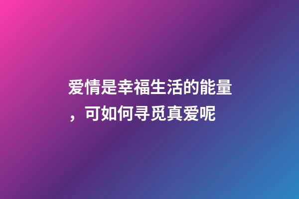 爱情是幸福生活的能量，可如何寻觅真爱呢?