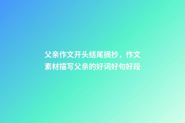 父亲作文开头结尾摘抄，作文素材描写父亲的好词好句好段-第1张-观点-玄机派