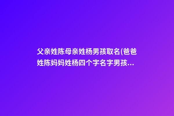 父亲姓陈母亲姓杨男孩取名(爸爸姓陈妈妈姓杨四个字名字男孩)