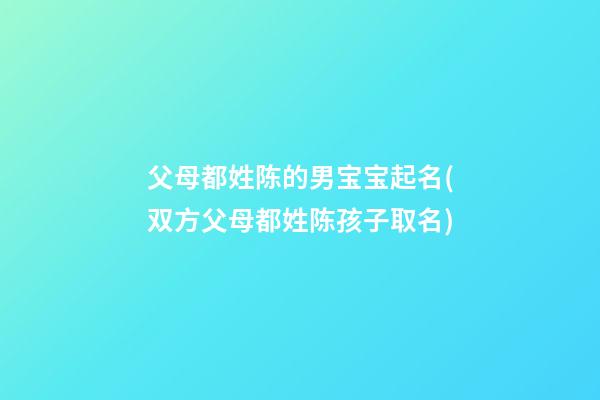 父母都姓陈的男宝宝起名(双方父母都姓陈孩子取名)