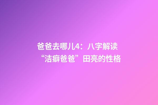 爸爸去哪儿4：八字解读“洁癖爸爸”田亮的性格