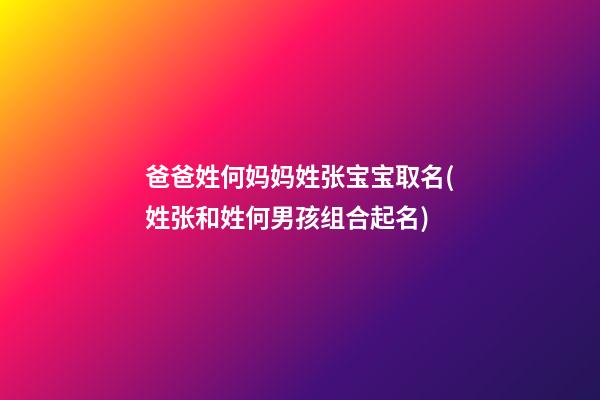 爸爸姓何妈妈姓张宝宝取名(姓张和姓何男孩组合起名)