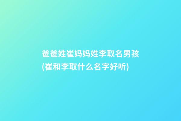 爸爸姓崔妈妈姓李取名男孩(崔和李取什么名字好听)