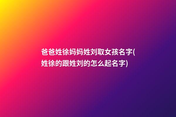 爸爸姓徐妈妈姓刘取女孩名字(姓徐的跟姓刘的怎么起名字)