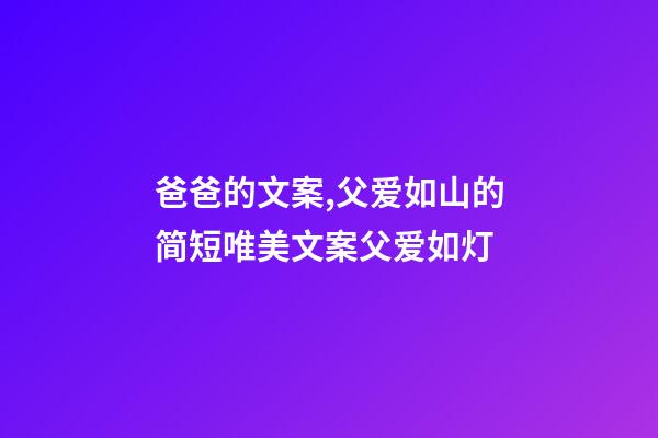 爸爸的文案,父爱如山的简短唯美文案父爱如灯-第1张-观点-玄机派