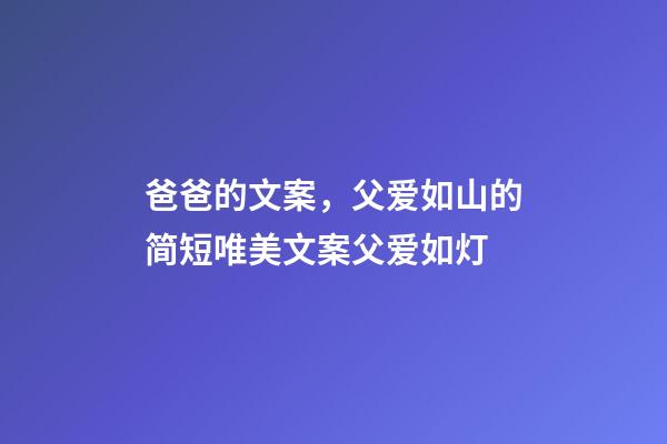 爸爸的文案，父爱如山的简短唯美文案父爱如灯-第1张-观点-玄机派