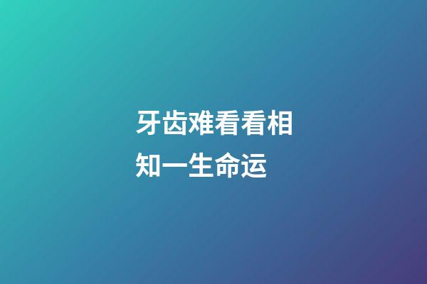牙齿难看看相知一生命运