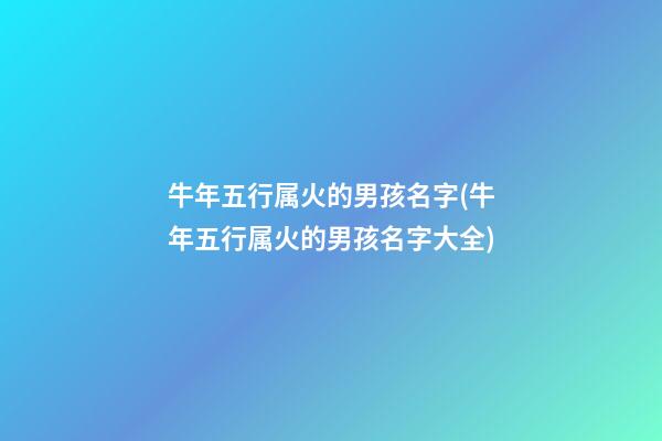 牛年五行属火的男孩名字(牛年五行属火的男孩名字大全)