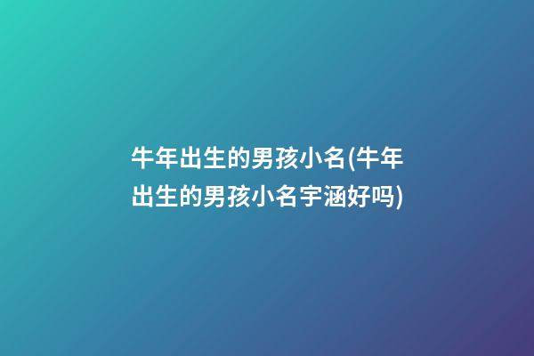 牛年出生的男孩小名(牛年出生的男孩小名宇涵好吗)
