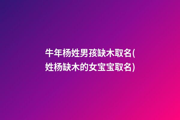牛年杨姓男孩缺木取名(姓杨缺木的女宝宝取名)