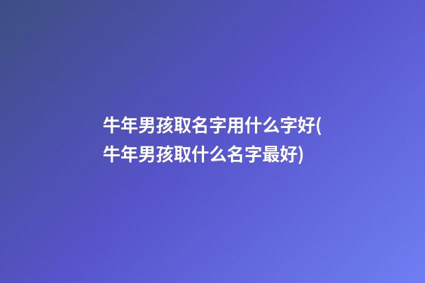 牛年男孩取名字用什么字好(牛年男孩取什么名字最好)