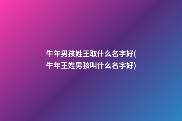 牛年男孩姓王取什么名字好(牛年王姓男孩叫什么名字好)