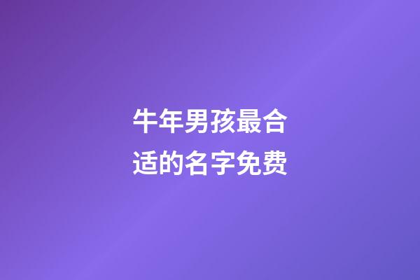 牛年男孩最合适的名字免费