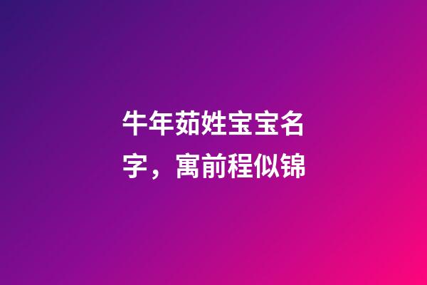 牛年茹姓宝宝名字，寓前程似锦