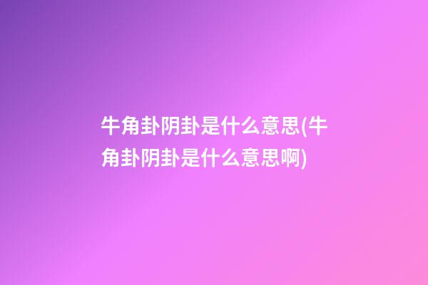 牛角卦阴卦是什么意思(牛角卦阴卦是什么意思啊)