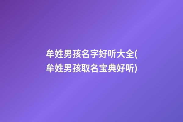 牟姓男孩名字好听大全(牟姓男孩取名宝典好听)