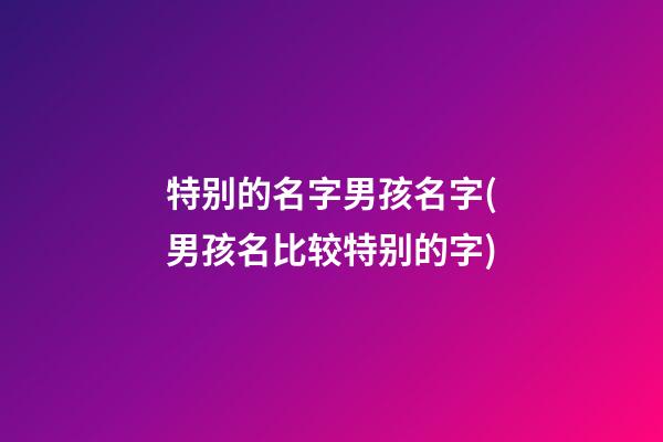 特别的名字男孩名字(男孩名比较特别的字)