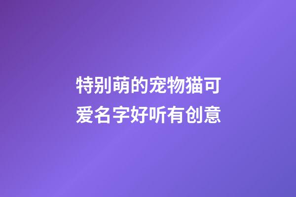 特别萌的宠物猫可爱名字好听有创意