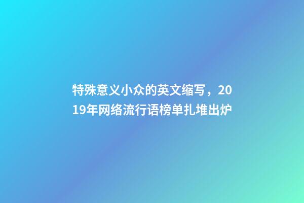 特殊意义小众的英文缩写，2019年网络流行语榜单扎堆出炉-第1张-观点-玄机派