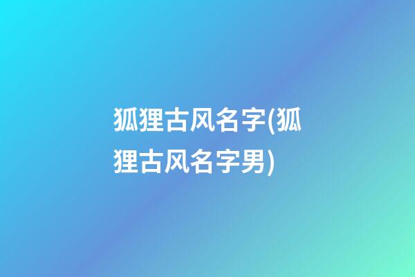 狐狸古风名字(狐狸古风名字男)