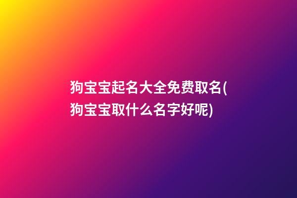 狗宝宝起名大全免费取名(狗宝宝取什么名字好呢)