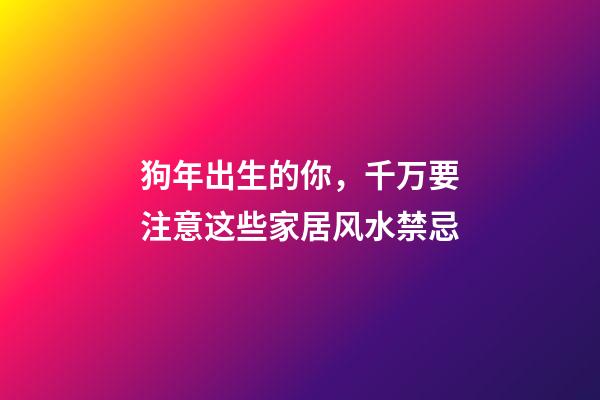 狗年出生的你，千万要注意这些家居风水禁忌