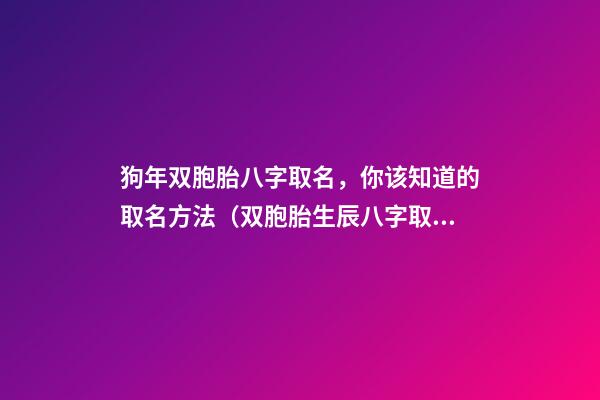 狗年双胞胎八字取名，你该知道的取名方法（双胞胎生辰八字取名）