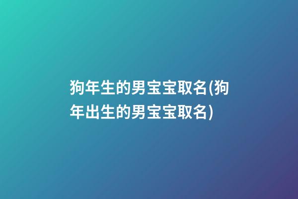 狗年生的男宝宝取名(狗年出生的男宝宝取名)