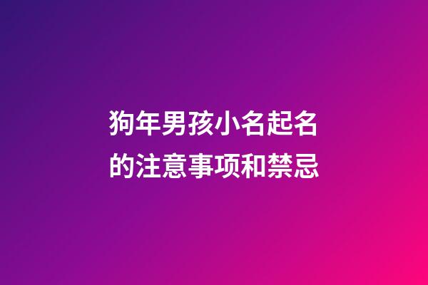 狗年男孩小名起名的注意事项和禁忌