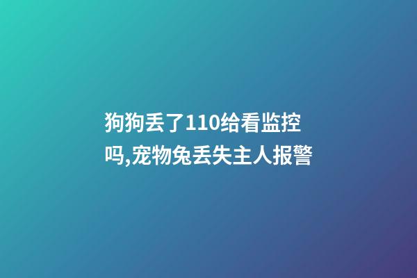 狗狗丢了110给看监控吗,宠物兔丢失主人报警-第1张-观点-玄机派