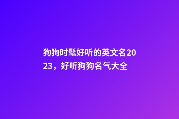 狗狗时髦好听的英文名2023，好听狗狗名气大全