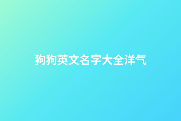 狗狗英文名字大全洋气