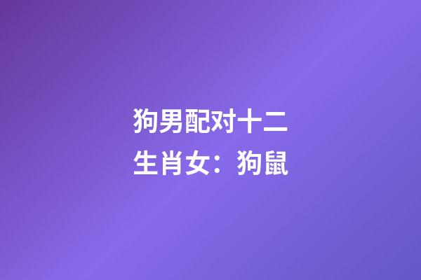 狗男配对十二生肖女：狗+鼠