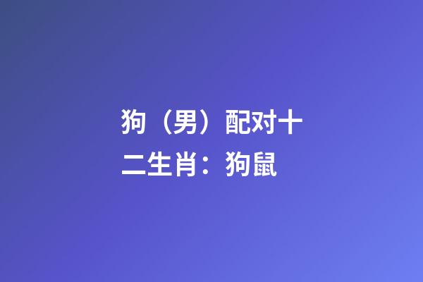 狗（男）配对十二生肖：狗+鼠