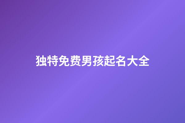 独特免费男孩起名大全